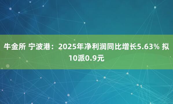 牛金所 宁波港：2025年净利润同比增长5.63% 拟10派0.9元